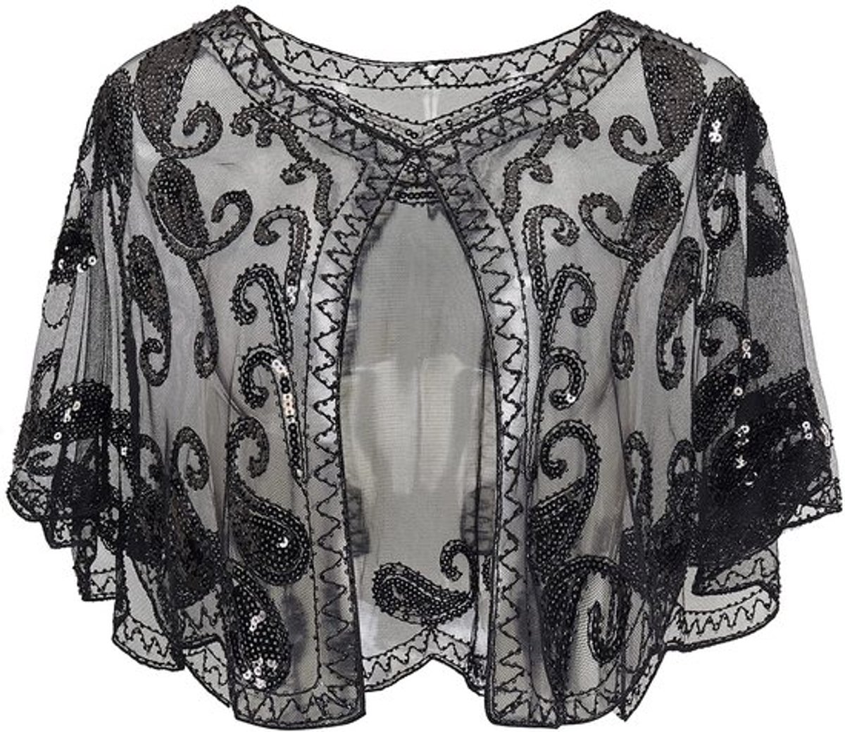 Allecto Plus - Art Deco Dames Sjaal 1920 Pailletten Vintage Omslagdoek Stijlvolle