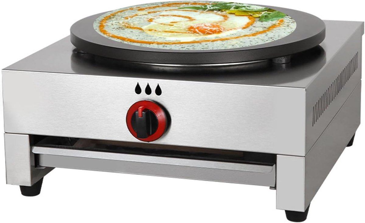 Pannenkoekenmachine - Crêpe maker - Ontbijt maken - Antiaanbakplaat - 40 cm diameter - Zilver
