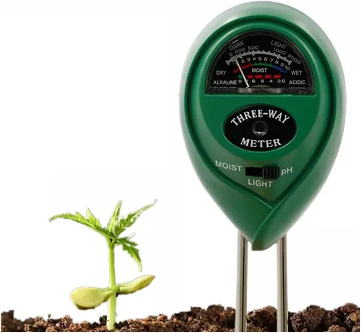 Bodemmeter - Vochtigheid PH - Planten Verzorgen - 4 Functies - 5x200mm Sonde - Zwart