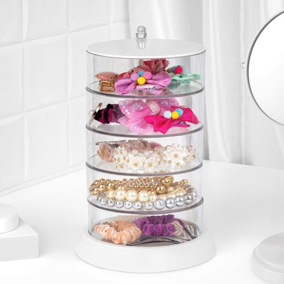 Inovra Plus - Transparant - Haaraccessoires Opbergdoos 360° Draaibaar