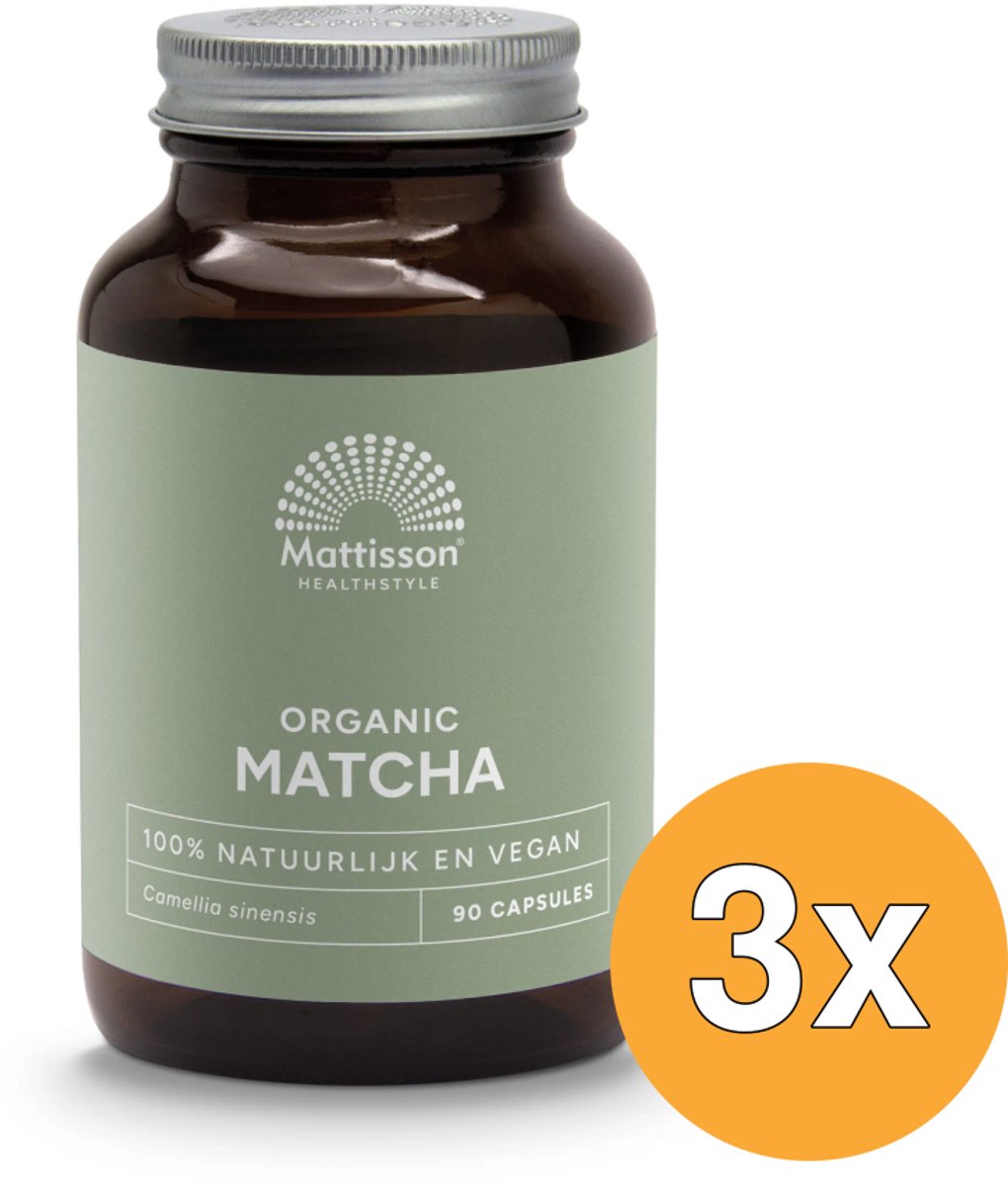 3x Mattisson Matcha 500Mg Camillia Sinensis Bio (90 vega capsules)