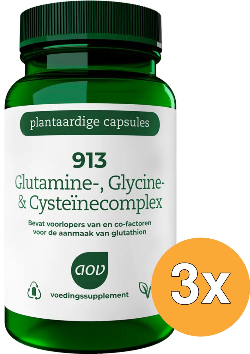 3x AOV 913 Glutamine- glycine & cysteinecomplex (30 vega capsules)