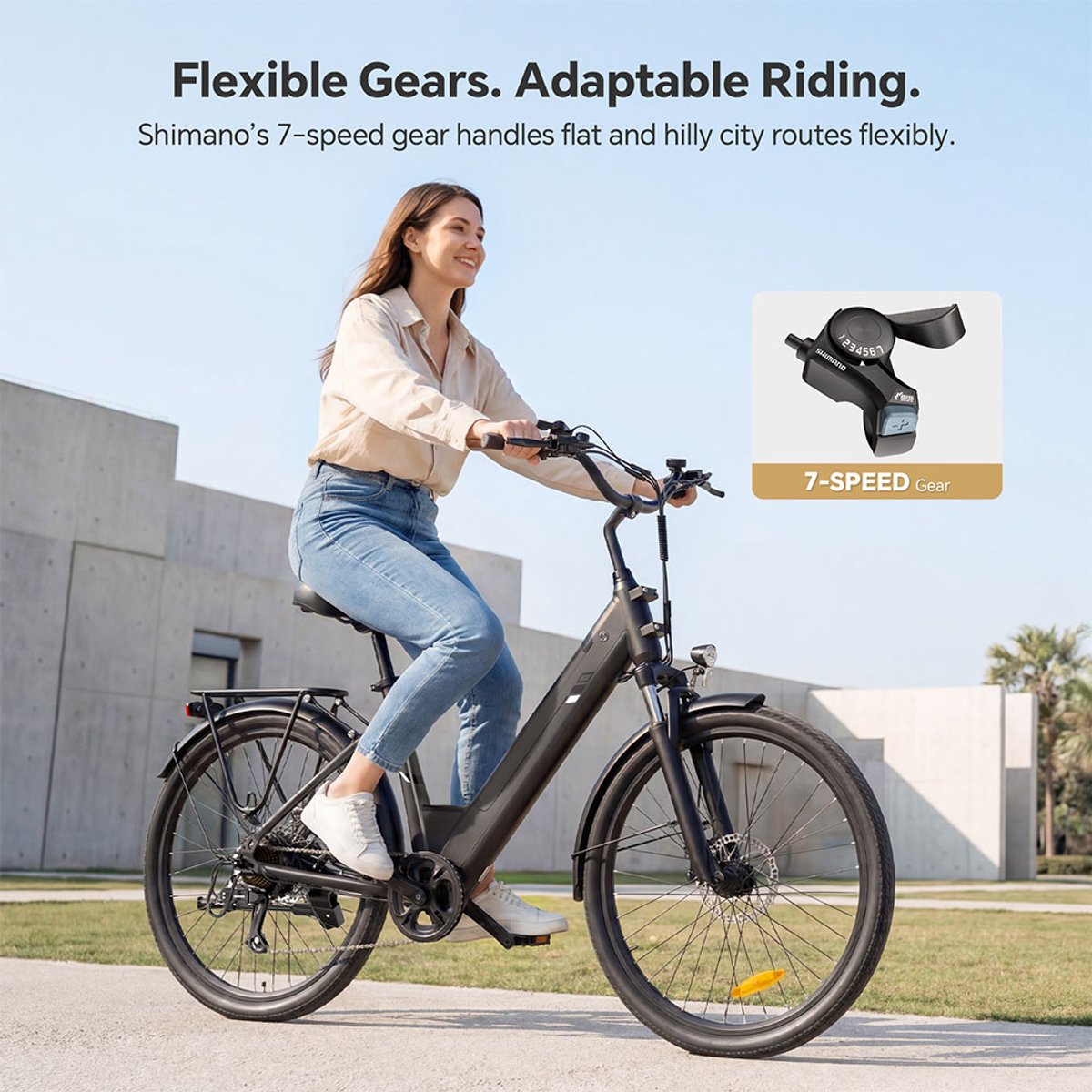 Touroll J1 Pro Elektrische Fiets 36V 15,6Ah 250W - Zwart - Hydraulische Schijfremmen - 100km Bereik - 7 Versnellingen Shimano - afbeelding 2