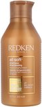 Bouteille dorée Redken All Soft shampooing avec étiquette dorée. 300 ml.