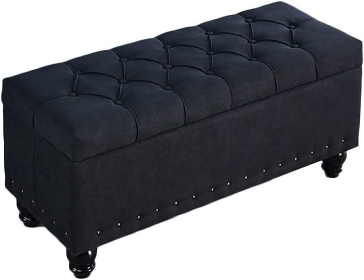 Opvouwbare Poef - Opbergkruk Voetenbank - Extra Zitplaats - Met Opbergruimte - 40x40x45cm - Wit