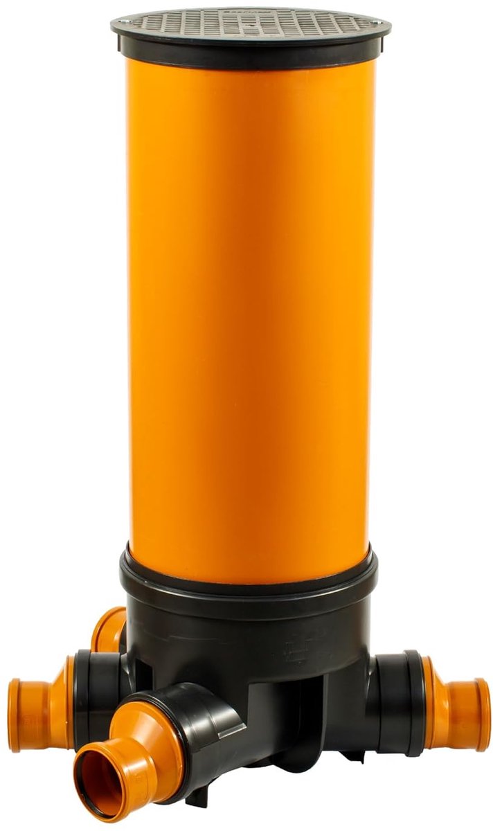 Afvoerput Set - Rioolput Inspectie - Buitenriolering Aansluiten - Robuust PVC-U Ontwerp - DN400 / 1m - Zwart