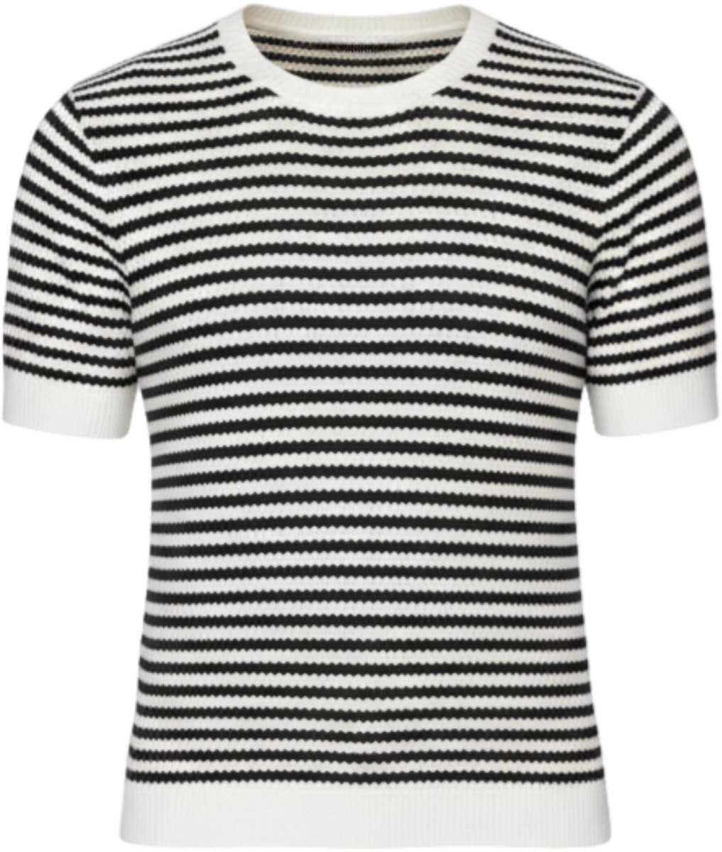 OMBRE T-shirt - Viscose - Korte Mouw - Gestreept Zwart M