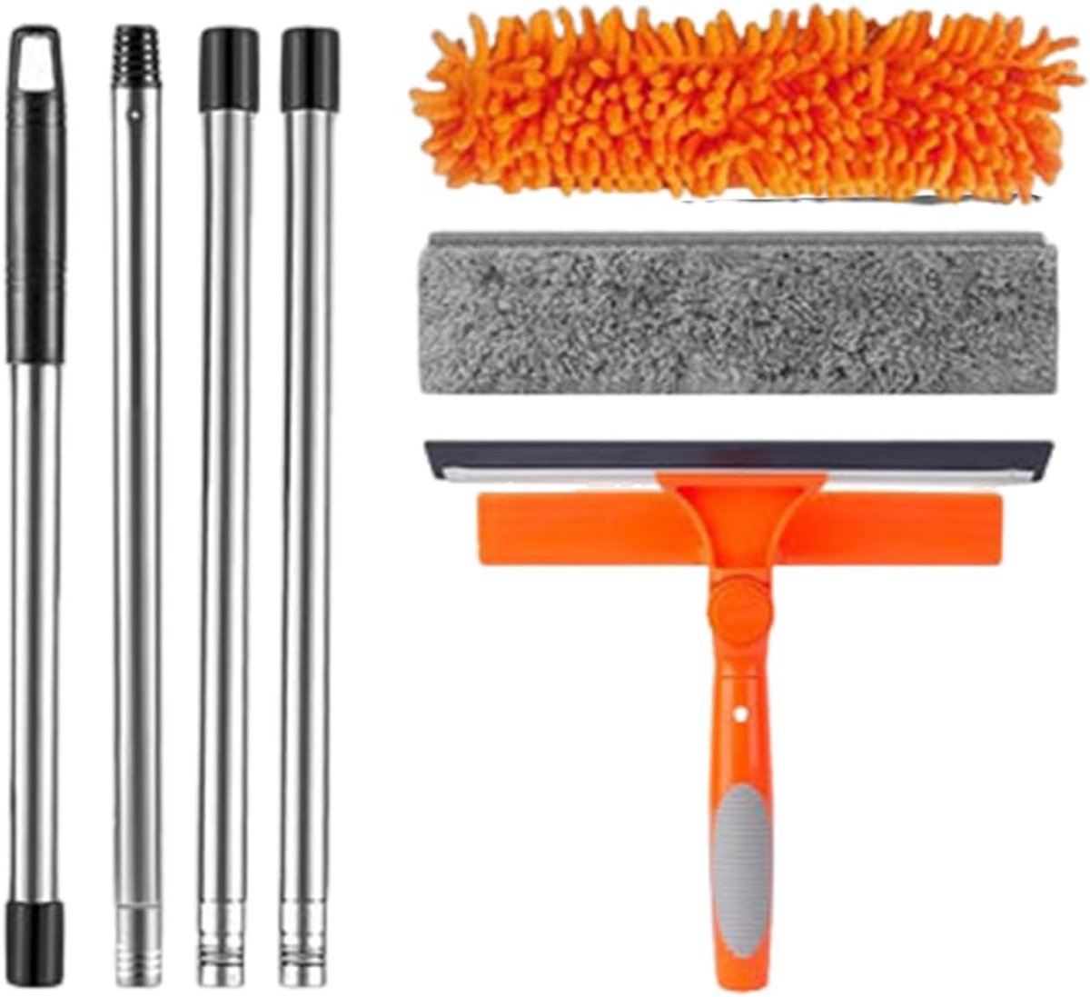 Stofwisser Set - Plume Wisser - Hoge Oppervlakken Reinigen - Met Raamschraper - 171 cm - Oranje