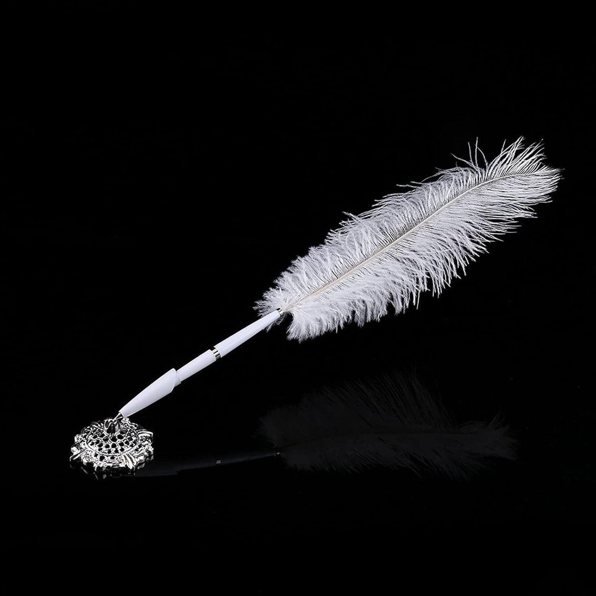 Veren Tekenpen - Bruiloft Pen - Gasten Aanmelden - Elegant Ontwerp - 40 cm - Zilver