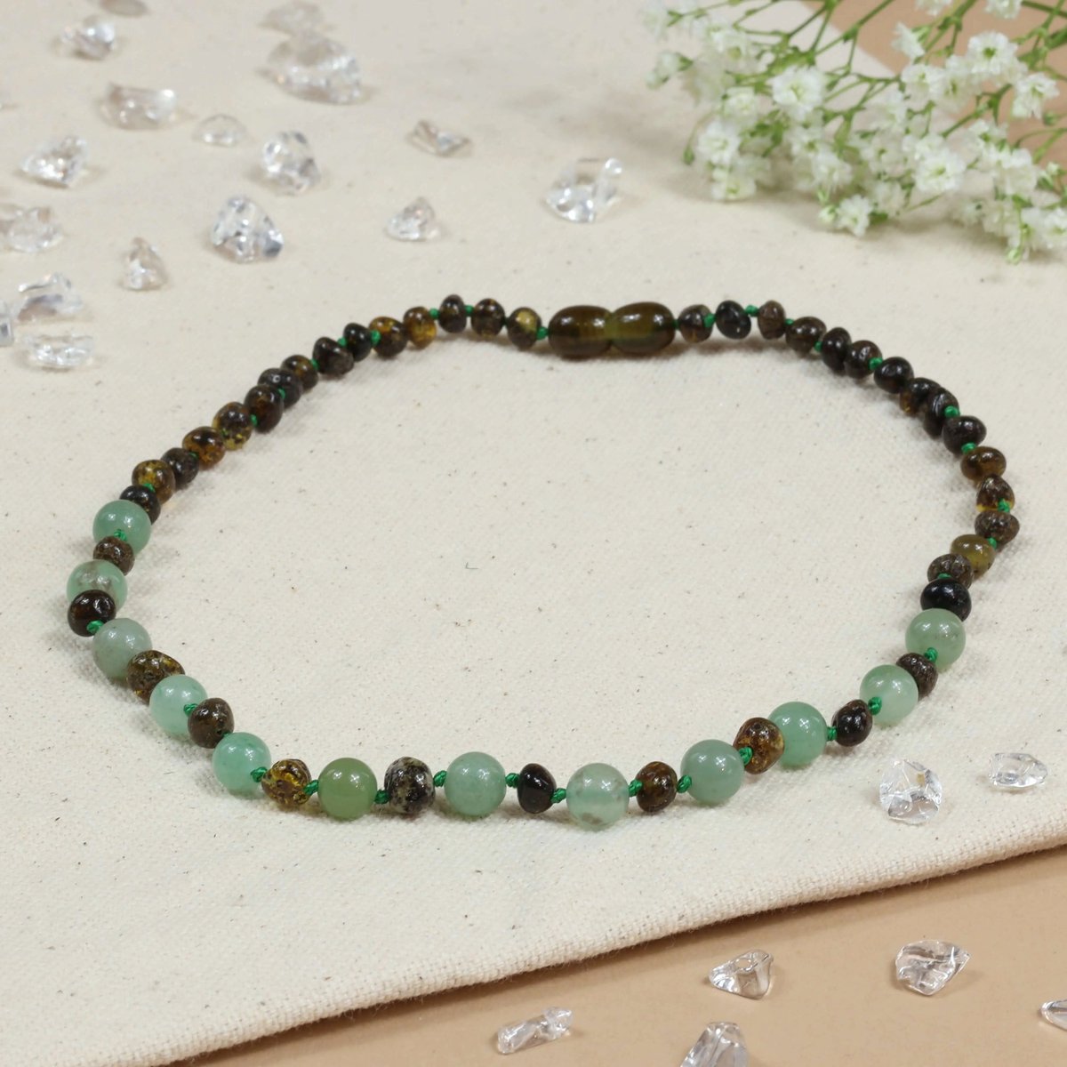 Baby Natura - Barnsteen Ketting - Kind - Green - Aventurijn - 36 cm