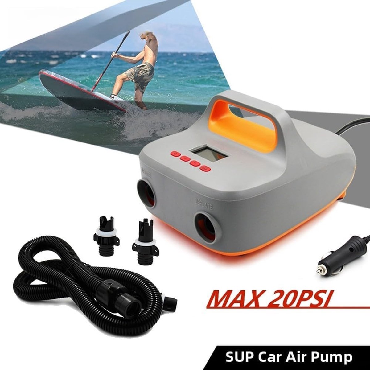 Elektrische Luchtpomp - Boosterpomp Opblaasboot - Watersport Opblazen - Hoge Druk 20PSI - 29 x 20 x 18 cm