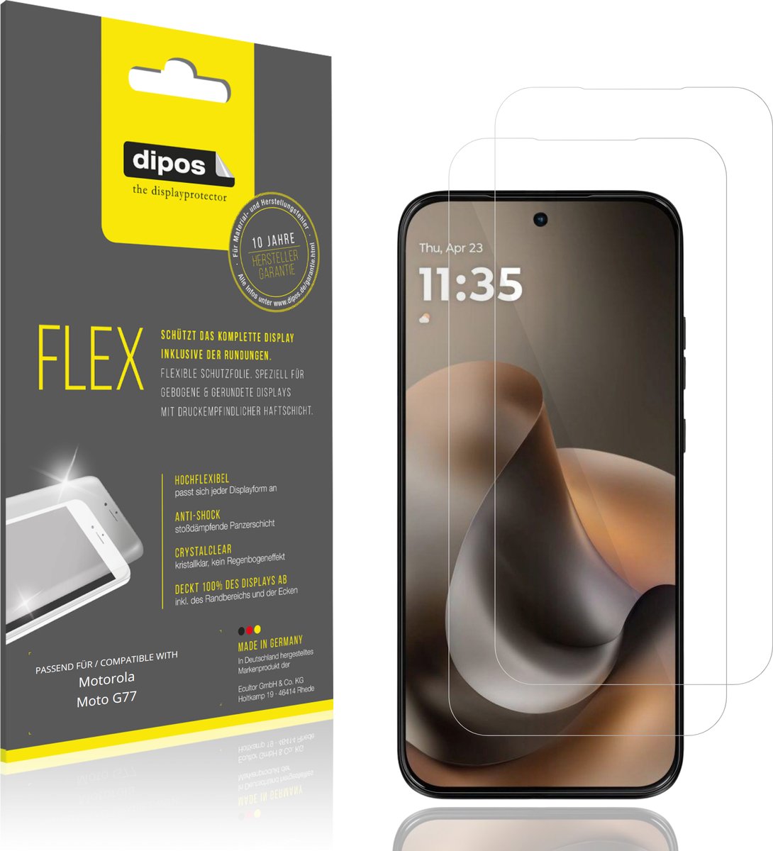dipos – 2x Beschermfolie geschikt voor Motorola Moto G77 | 3D Full Cover Screenprotector | 100% Passend