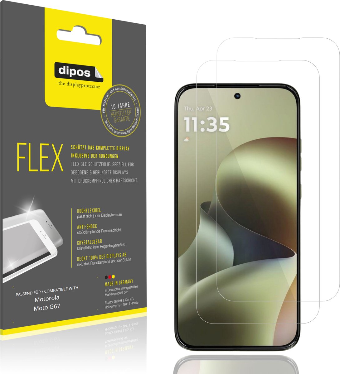 dipos – 2x Beschermfolie geschikt voor Motorola Moto G67 | 3D Full Cover Screenprotector | 100% Passend