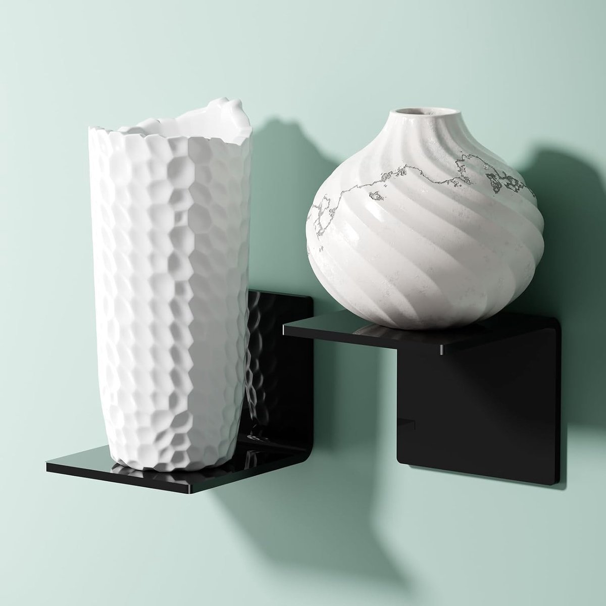 Set van 2 Kleine Wandplanken van 10 cm - Zwevende Planken zonder Boren, Ideaal voor Decoratie en Opslag, Zwart Acryl