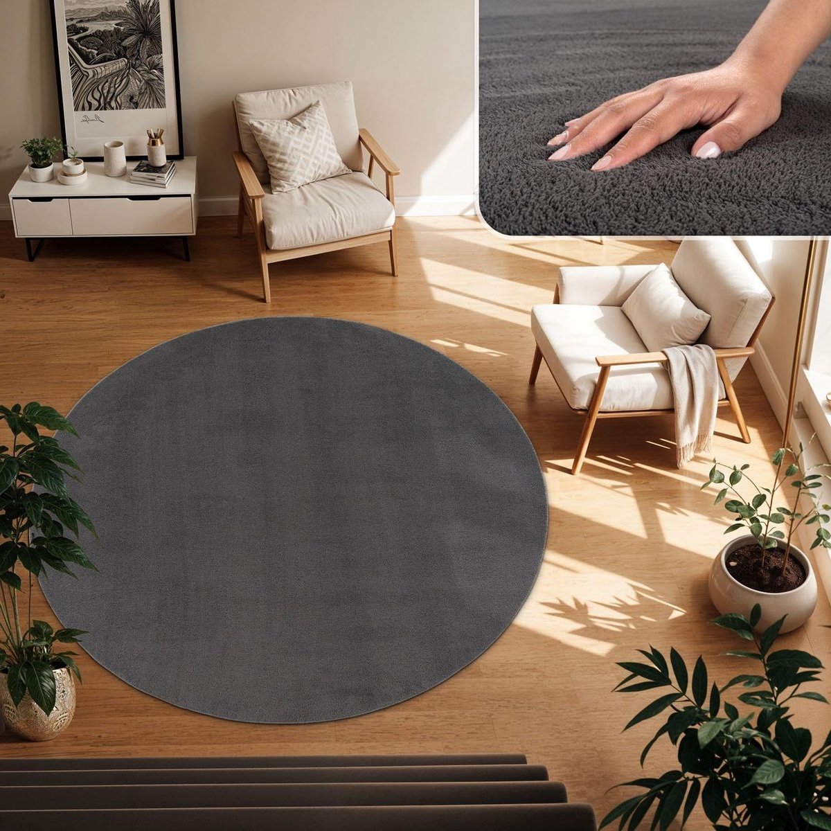 Rond Vloerkleed - Moderne Vloerbedekking - Woonkamer Decoratie - Wasbaar Ontwerp - 200 cm