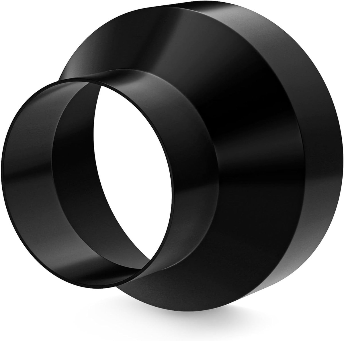 Ronde buis reducer van 100mm naar 75mm, versterkt gegalvaniseerd staal, ventilatieadapter voor afvoerslang, pijpfan, afzuigkap, badkamer, droger en kweektent, zwart