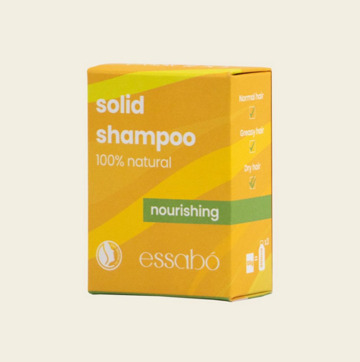 Essabó Solid Shampoo Nourishing 100 g - sulfaatvrij, zonder siliconen, parabenen, plasticvrij, dierproefvrij, vegan, voor droog haar