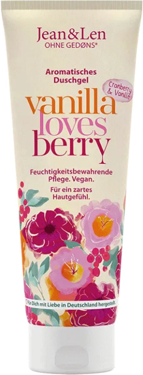 Jean & Len Douchegel Cranberry & Vanille 250 ml - vegan, dierproefvrij, zonder parabenen, zonder siliconen, geschikt voor alle huidtypen