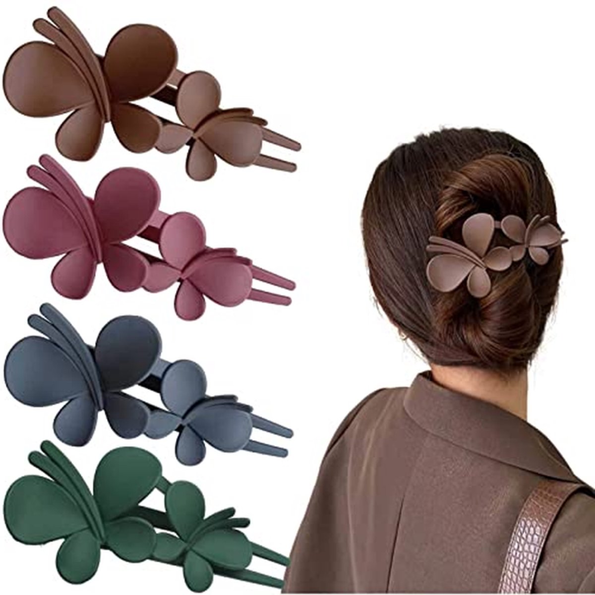Haarclip Vlinder - Haarspelden Dames - Haar Styling - Mat Afwerking - 4 Stuks - Assorti