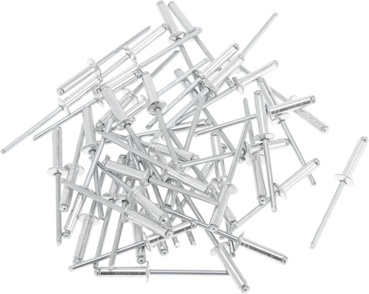 Blindklinknagels met brede flens 50 stuks voor stevige bevestiging, 4 mm greepdiameter, 12 mm greeplengte en 8 mm flensdiameter van aluminiumlegering