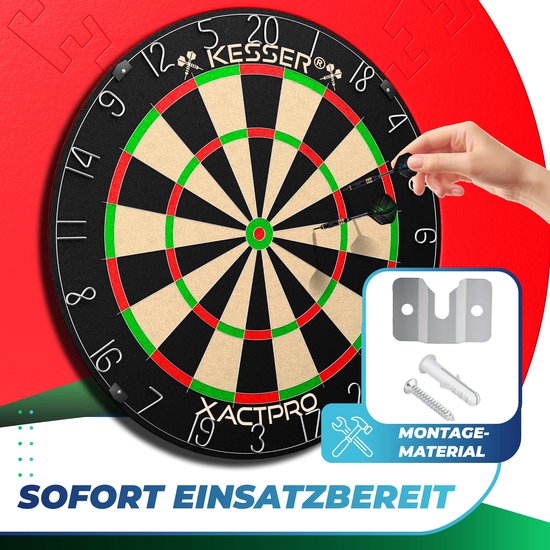 KESSER® Dartbord Sisal met Surround Ring Rood - 38-delige Dart Set inclusief 9x Dartpijlen en 21x Dartflights + Accessoires van Merkloos — afbeelding 4