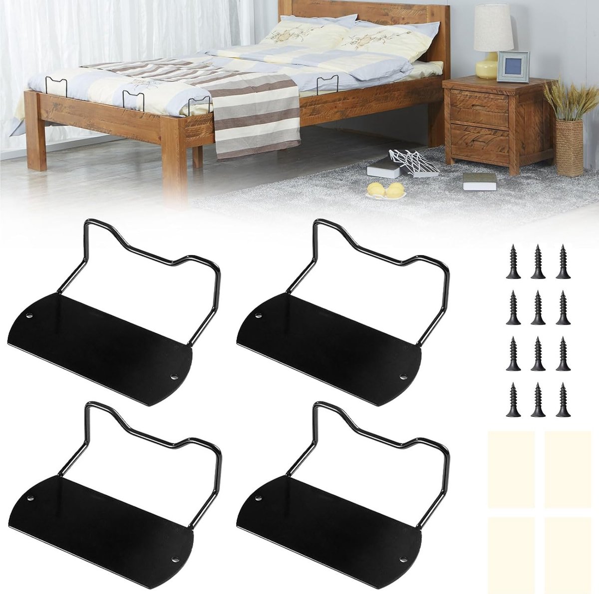 4 Stuks Matrasstopper Set - Bed Matras Blokkeerder - IJzeren Matras Houder - Antislip Bevestiging - Stabiliteit Voor Het Bed - Krasvrij Ontwerp