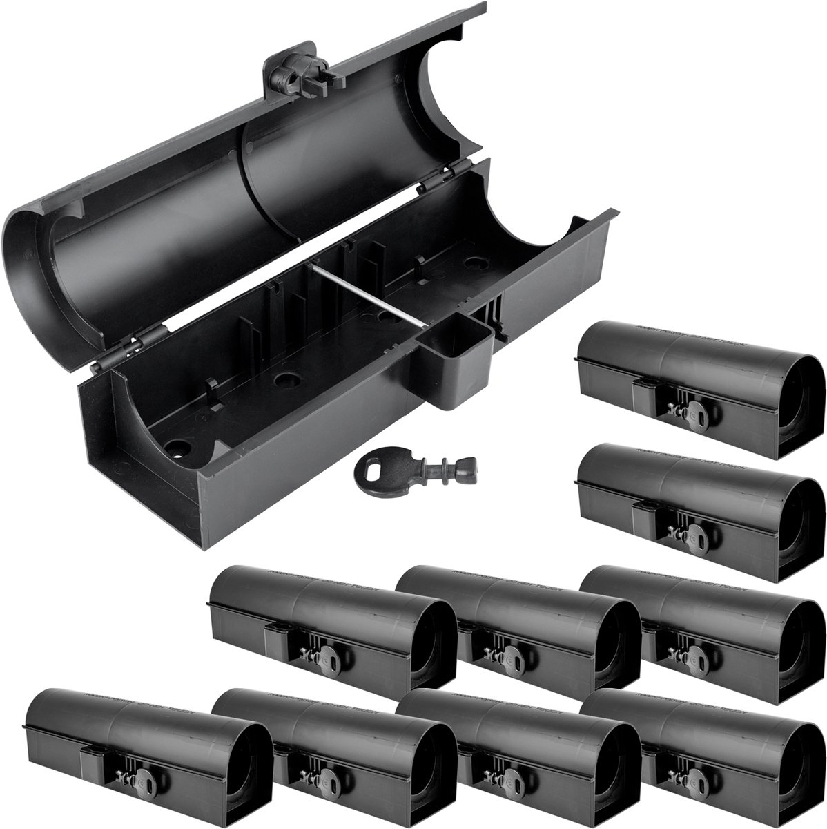 10 x Aasstation Rattenset Aasbox Tuinpijp Muizenval Muizen Rattenaasbox Rattenaasstation Rattenval Kinderen Huisdierveilig Aasbox Petigi
