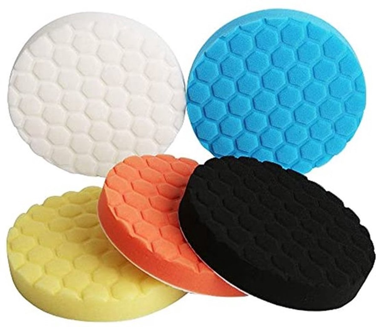 Set van 5 polijstpads van 7 inch voor auto polijstmachines, geschikt voor polijsten, waxen en buffen met duurzame sponsmaterialen voor een glanzende afwerking
