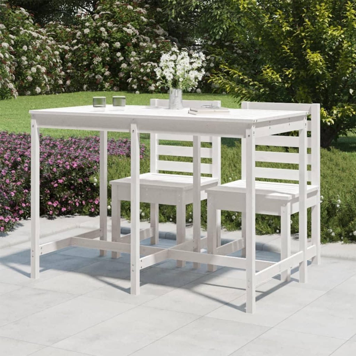 Klassieke tuintafel - Houten tafel buiten - Buiten genieten - Massief grenenhout - 1595 x 825 x 110 cm - Wit
