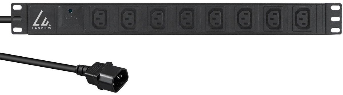 Lanview 19´´ 8-way c13 outlets with 2-meter 3G1.5mm2 cable (LVR-2MC14-SPD-C13X8)