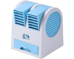 Stille mini-bureauventilator, oplaadbaar via USB, draagbaar ontwerp, geschikt voor dagelijks gebruik in studentenkamers, kantoren en woningen - Blauw