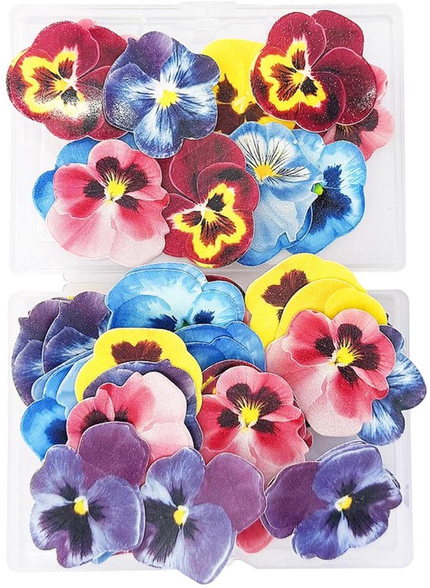 60 Wafer Paper Bloemen - Paarse Decoratie - 3D Mini Papier Bloemen voor Taarten en Desserts