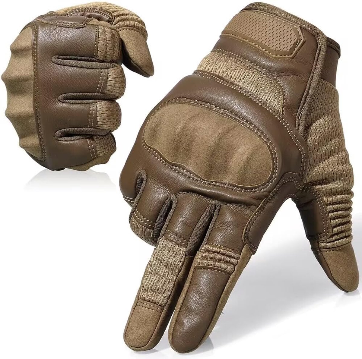 Touchscreen-handschoenen met volledige vingers voor heren, gevoerde outdoorhandschoenen Bruinen