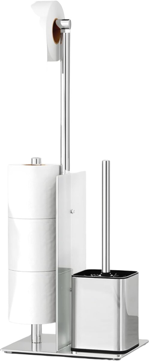 CLVP® Toiletbutler - Toiletrolhouder - Toilet Butler - Borstel met Houder - Wit