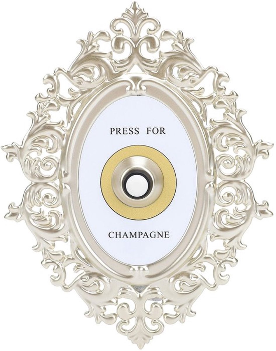 Ring Mini Champagne Deurbel, Deurbel met Champagne Thema Decoratie Muur Plaquette Ornament met Retro Metalen Drukknop, Druk op de Champagneknop, voor Thuis