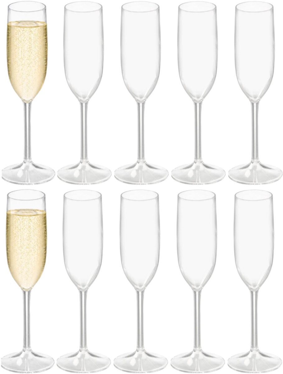 Leknes champagneglazen - 40x - 165 ml - kunststof - transparant - onbreekbaar/herbruikbaar - champagne flutes