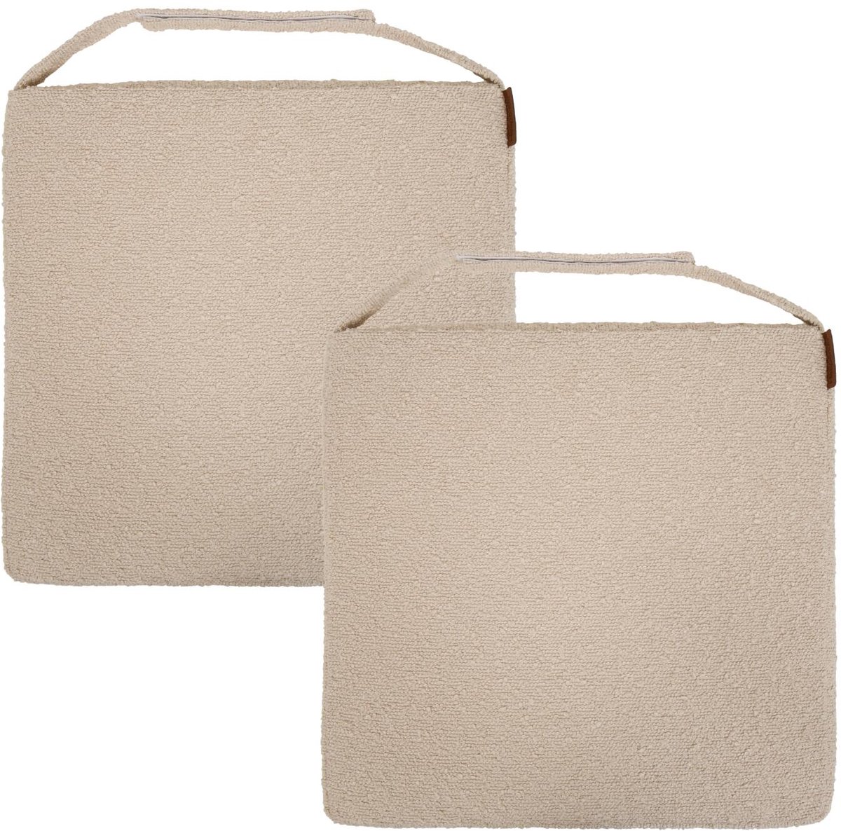 Hespiride stoelkussen Sofia - 2x - 40 x 40 x 4 cm - ecru - boucle - binnen/buiten