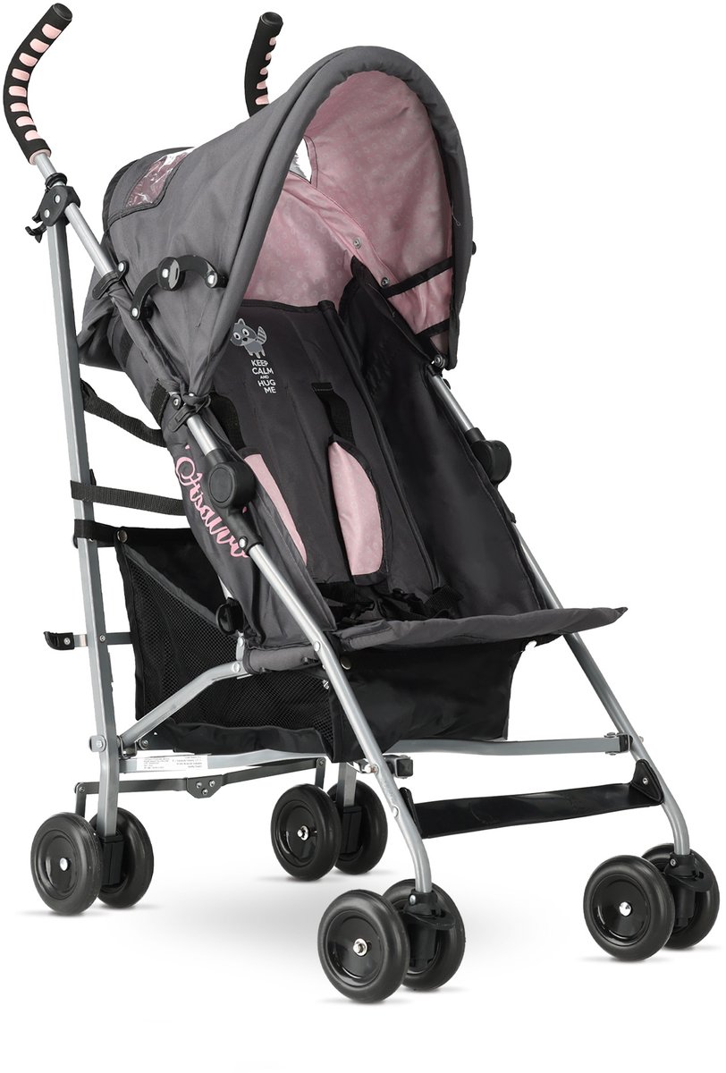 Asalvo Buggy - Paraplu Buggy - Compact Inklapbaar - Grijs/Roze — cadeau in Cadeau-ideeën - foto 7