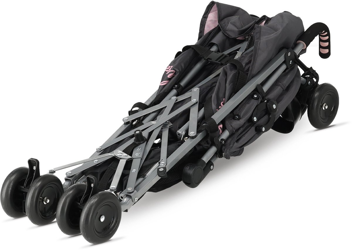 Asalvo Buggy - Paraplu Buggy - Compact Inklapbaar - Grijs/Roze — cadeau in Cadeau-ideeën - foto 4
