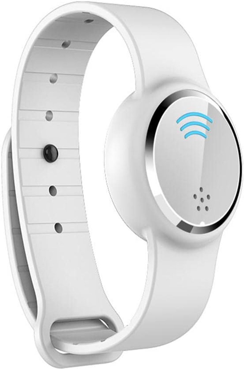 Ultrasone anti-muggenpolsband – oplaadbaar via USB – slimme elektronische muggenwerende band – voor buiten, binnen, reizen – kinderen en volwassenen (wit/zilver).L