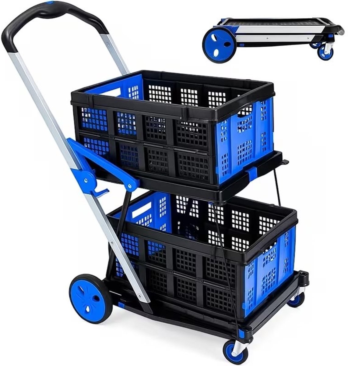 Opvouwbare Transport Trolley 151kg - Platformkar met 360° Draaibare Wielen - voor Verhuizen, Shoppen en Opslag.