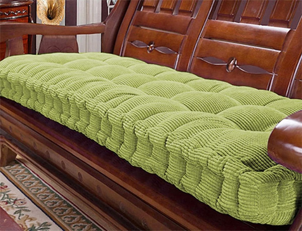 Bankkussen Binnen Buiten - Zitkussen Tuin - Comfortabel Zitten - Dikke Vulling - 150x40cm - Groen