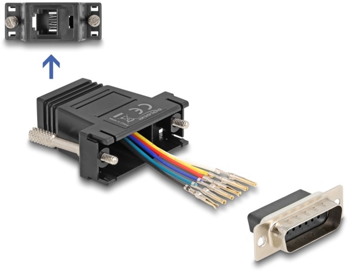 Delock D-Sub 15 pin male to RJ12 female Assembly Kit black