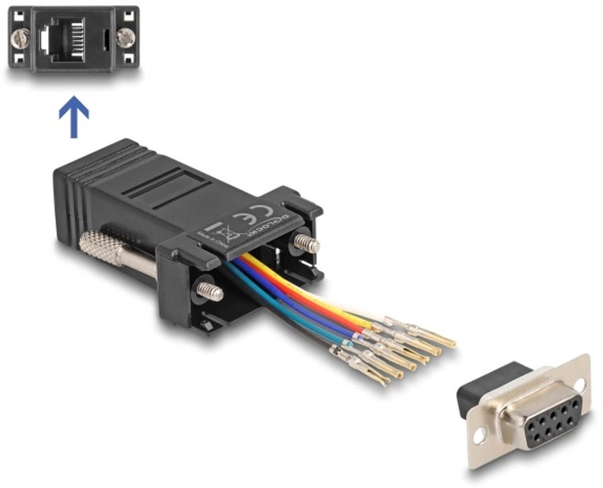 Delock D-Sub 9 pin female to RJ12 female Assembly Kit black