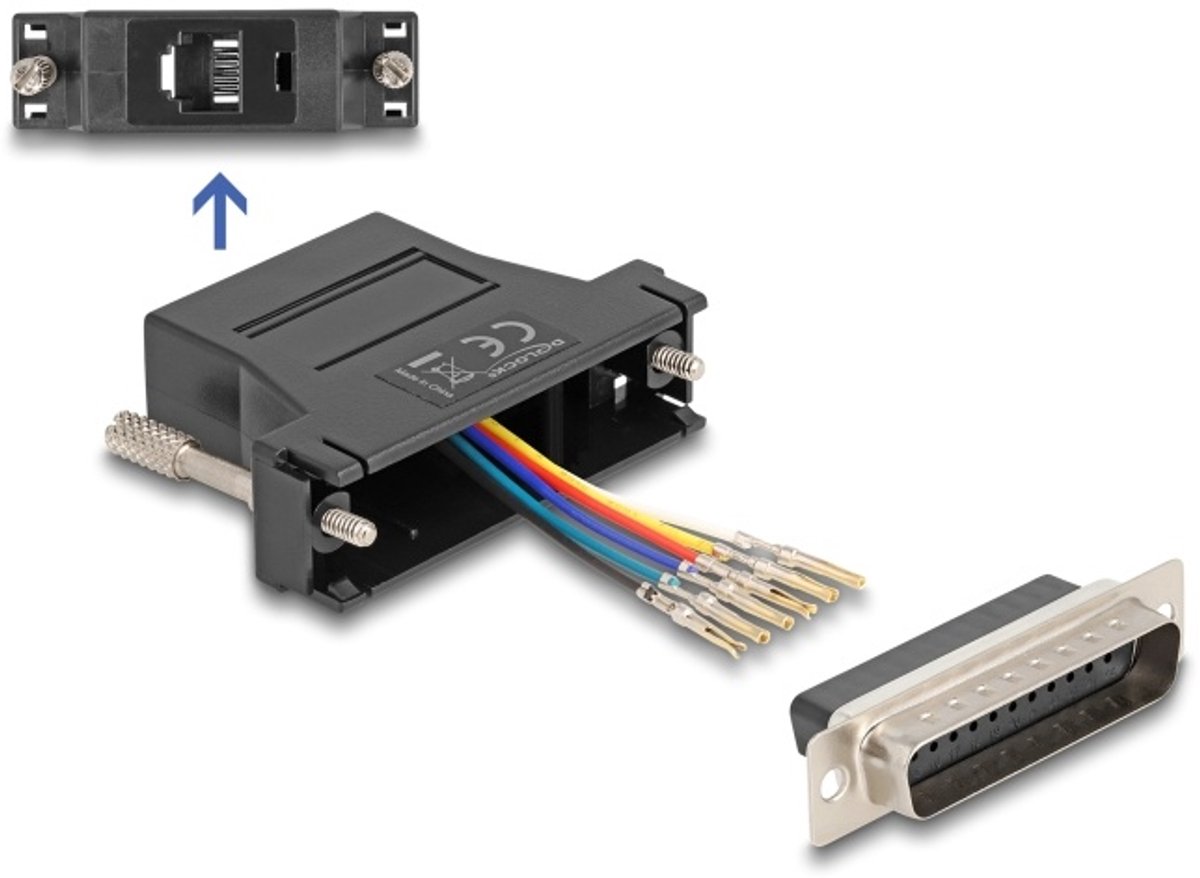 Delock D-Sub 25 pin male to RJ12 female Assembly Kit black