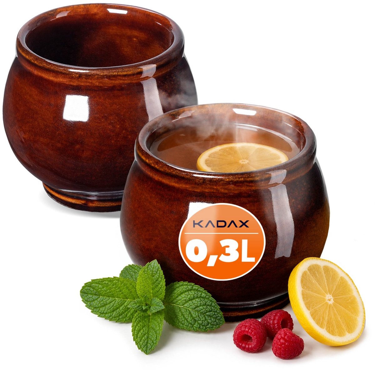 KADAX mokken voor glühwein 300 ml steengoed mok glühwein set van 2