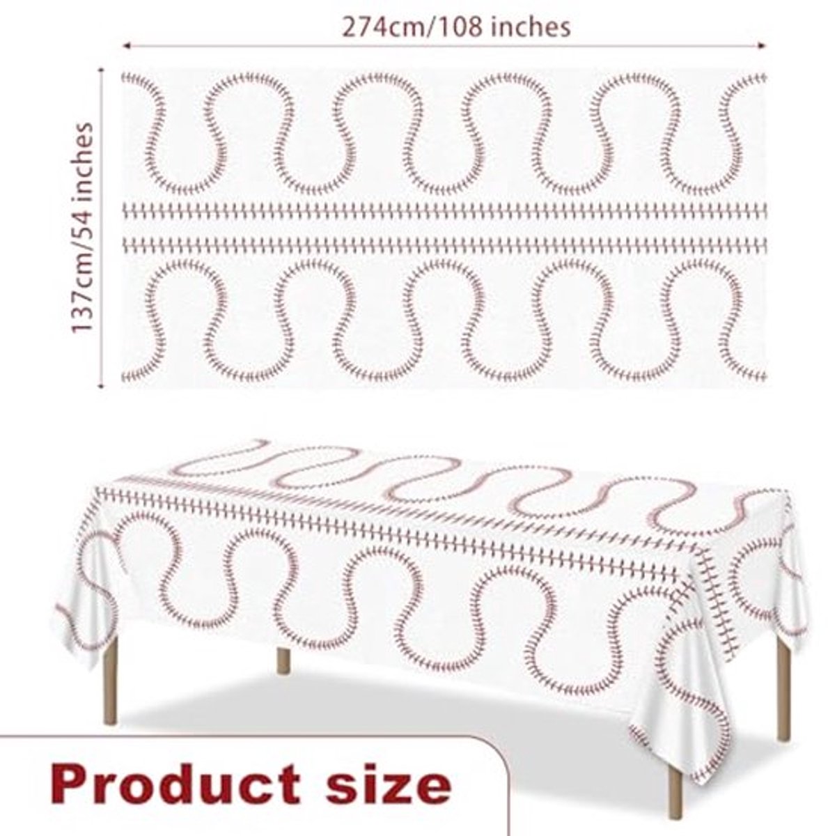 4 stuks honkbaltafelkleden, 274x137cm waterdicht sporttafelkleed rechthoekig plastic sportevenement tafelloper decoraties voor honkbalfeestdecoraties wedstrijdbenodigdheden