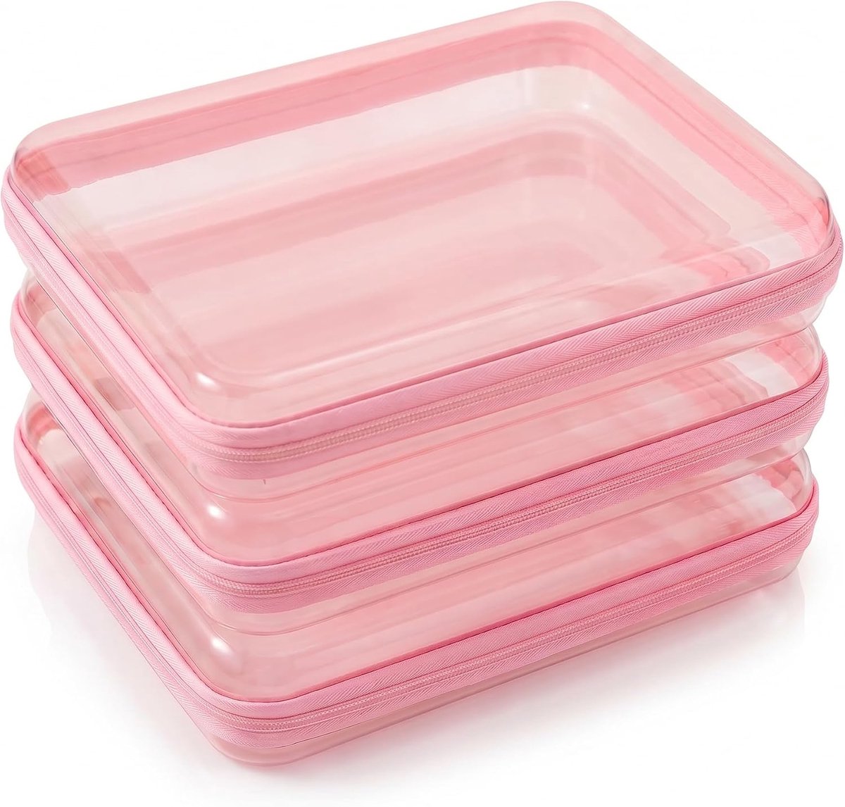 KZQ Opbergtas Set 3 Stuks Transparant Harde Zijkant Ritsvakken Waterdicht Herbruikbaar Opbergzakken voor Luier Tas Kinderspeelgoed Schrijfgerei Make-up 25x20x5 cm