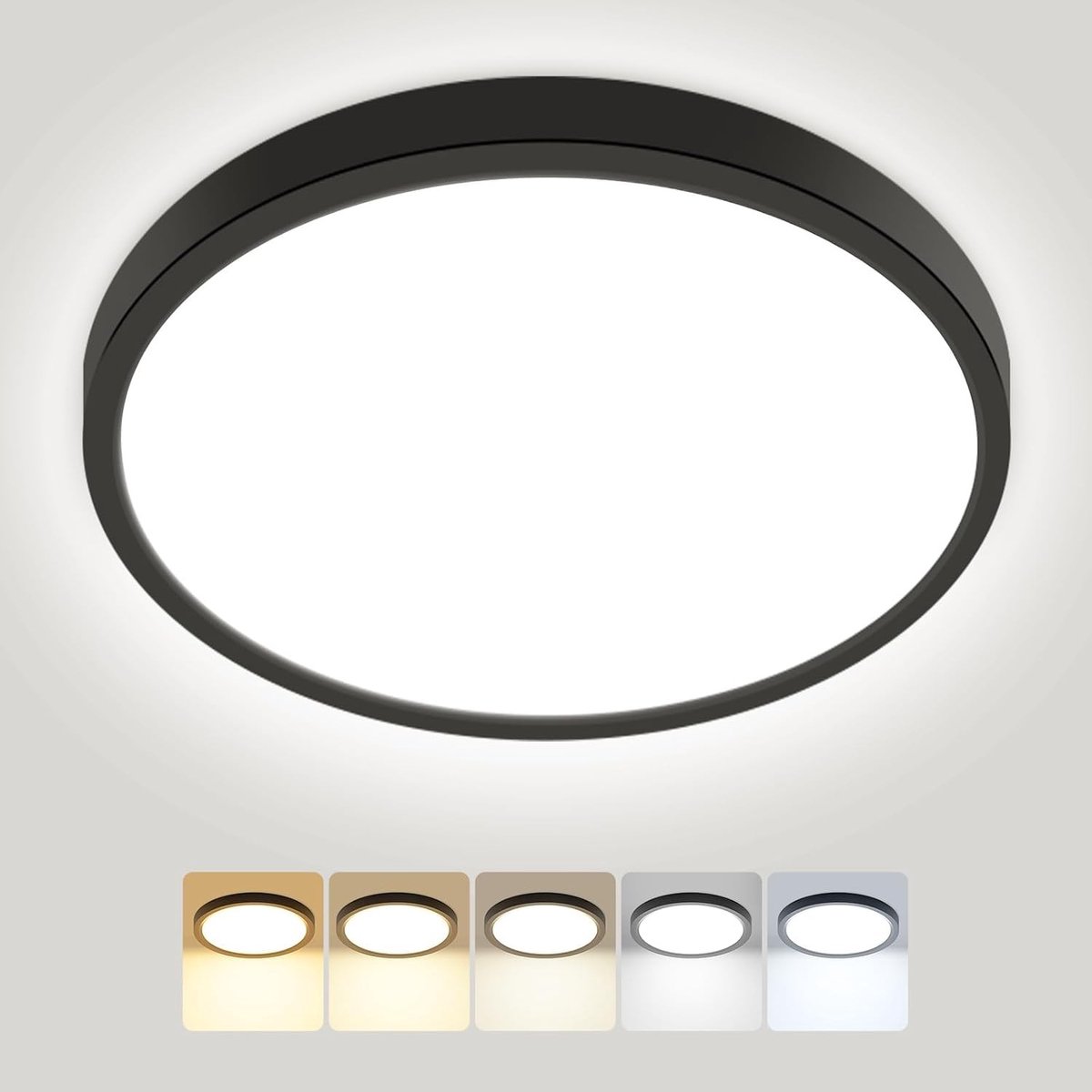 Moderne 22cm LED Deckenlamp met 5 Kleuren en IP54 Waterdichte Bescherming, 18W Flakke Lamp voor Badkamer, Woonkamer en Gang
