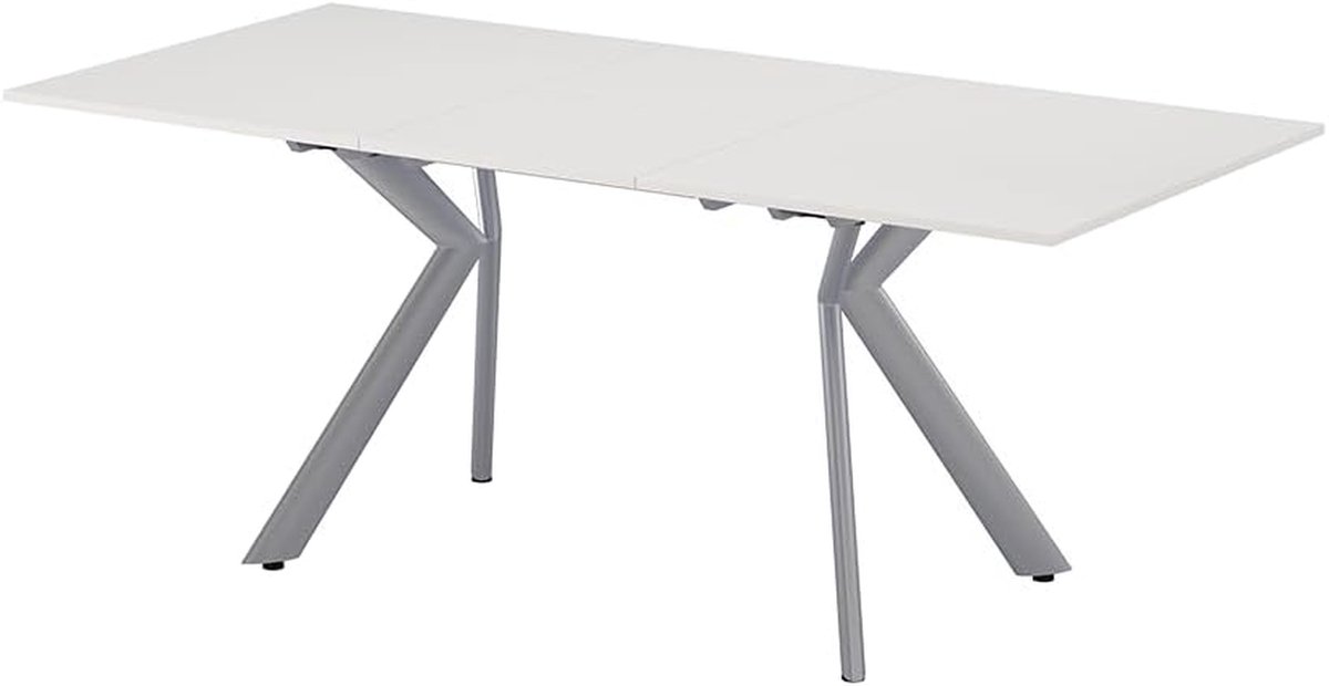 Eettafel Uitschuifbaar - Keukentafel Verlengbaar - Gezellig Tafelen - Onderhoudsvriendelijk MDF - 140-190 x 90 cm - Wit/Grijs